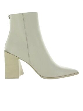 Steve Madden Women's Cream/ White ish Pointed Toe Block Heel Ankle Boots
